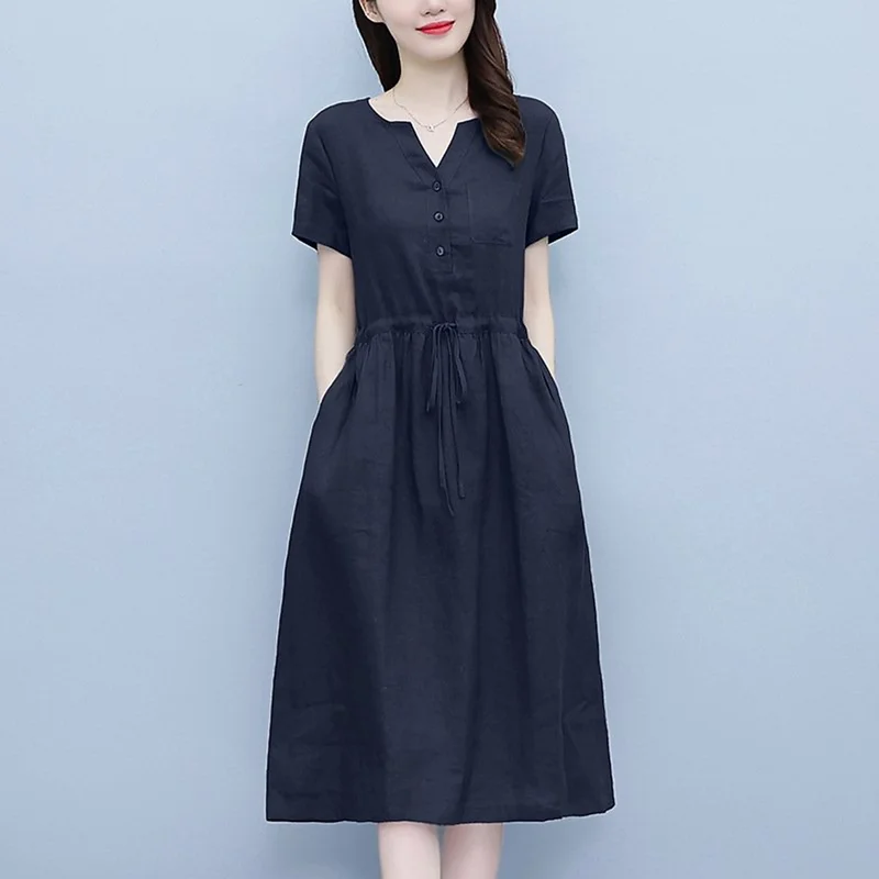 Đầm suông nữ thiết kế rút eo tiện lợi có tui 2 bên sườn thanh lịch, dịu dàng da218