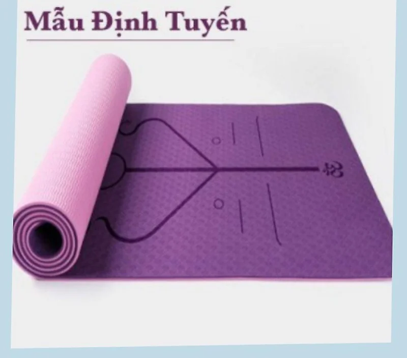 Thảm Tập Yoga Định Tuyến TPE 2 Lớp Cao Su Non + Bao Đựng Và Dây Buộc Thảm Tập Yoga - Rèn Luyện Sức Khoẻ - 8MM: 183*60cm