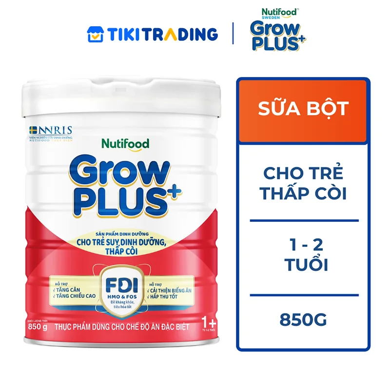 Sữa bột Nutifood GrowPLUS+ Suy Dinh Dưỡng (Đỏ) 1+ Lon 850G