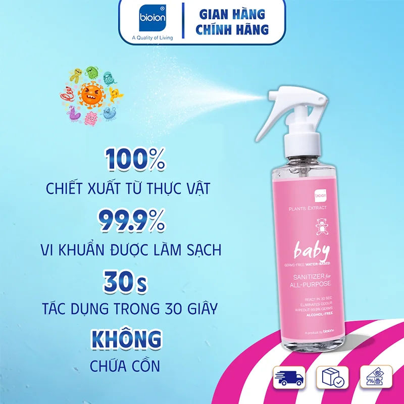 Chai Xịt Khử Mùi Sạch Khuẩn Cho Em Bé Bioion Baby Sanitizer 250mL
