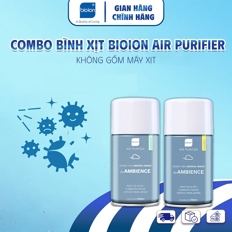 Combo 2 Bình Xịt Khử Mùi Sạch Khuẩn Không Khí Bioion Air Purifier 250ml (Không bao gồm máy xịt)