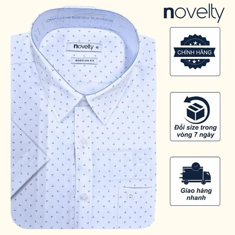 ÁO SƠ MI NAM NGẮN TAY NOVELTY REGULAR FIT RECYCLED - 240634N