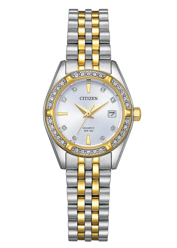 Đồng Hồ Nữ Citizen Pin-Quartz Đính Đá Swarovski Dây Thép Không Gỉ EU6066-59A - Mặt Trắng (26mm)