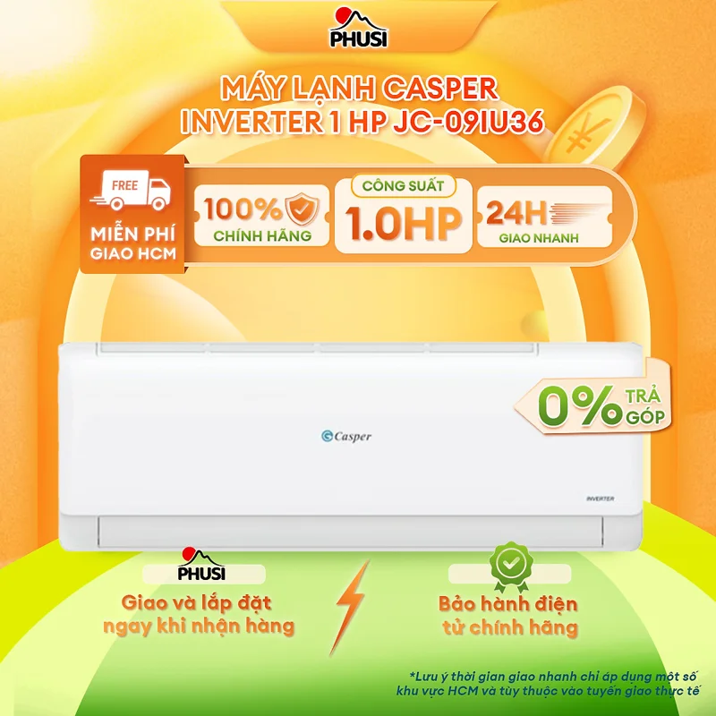 Máy Lạnh Casper Inverter JC-09IU36 1HP /JC-12IU36  1.5HP - Hàng Chính Hãng