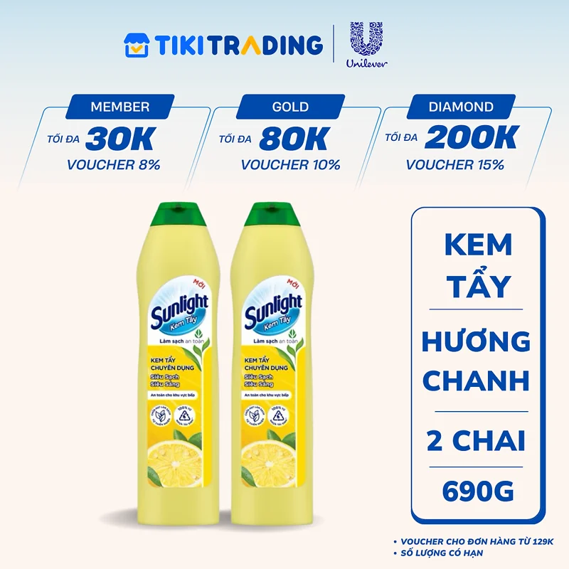 Combo 2 Chai Kem Tẩy Chuyên Dụng Sunlight Phiên Bản Nâng Cấp Từ Cif Siêu Sạch Siêu Sáng