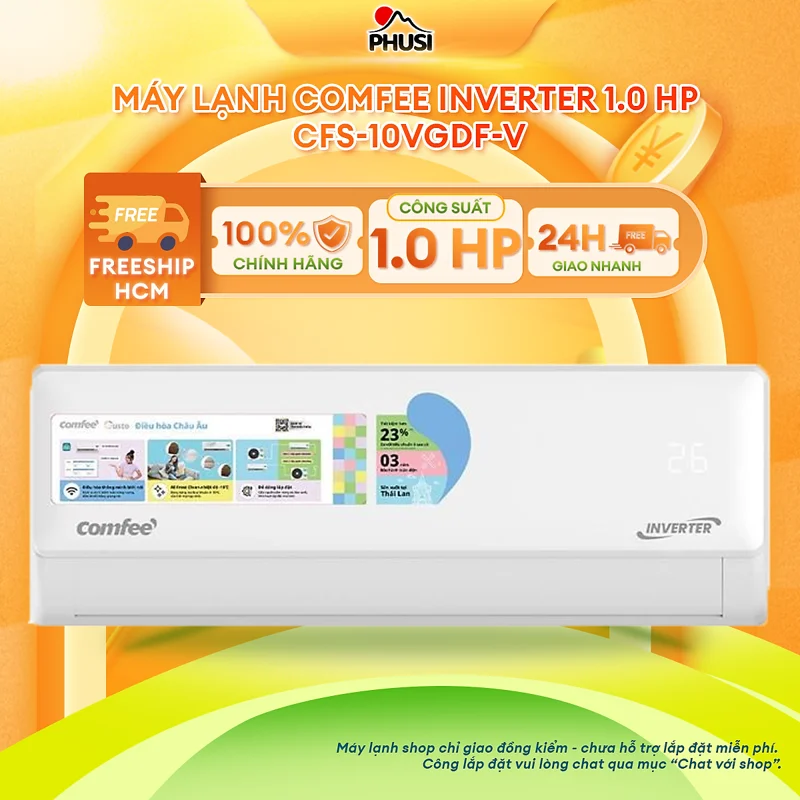 Máy lạnh Comfee Inverter 1.0 HP CFS-10VGDF/ 1.5HP CFS-13VGDF - Mẫu 2025  - Hàng Chính Hãng, Mới 100