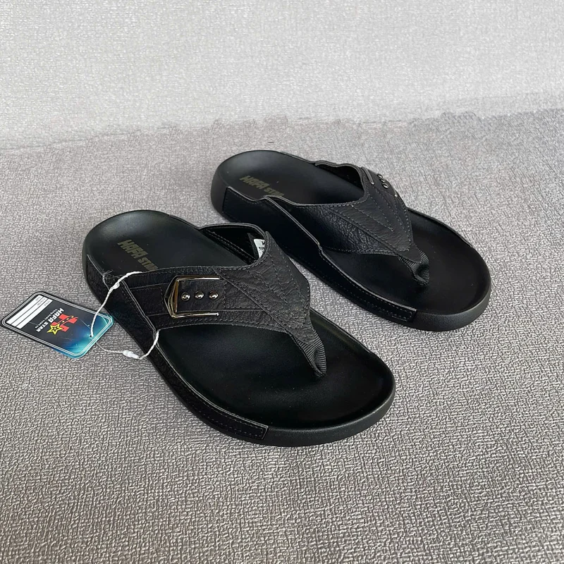 Dép xỏ ngón nam da bò 2 màu nâu đen XN115 đế nhẹ thoáng khí