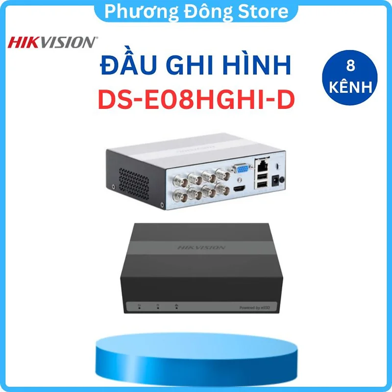 Đầu ghi hình HIKVISION Hybrid TVI-IP 8 kênh DS-E08HGHI-D phân tích người và xe chống báo động giả. ,.-Hàng chính hãng