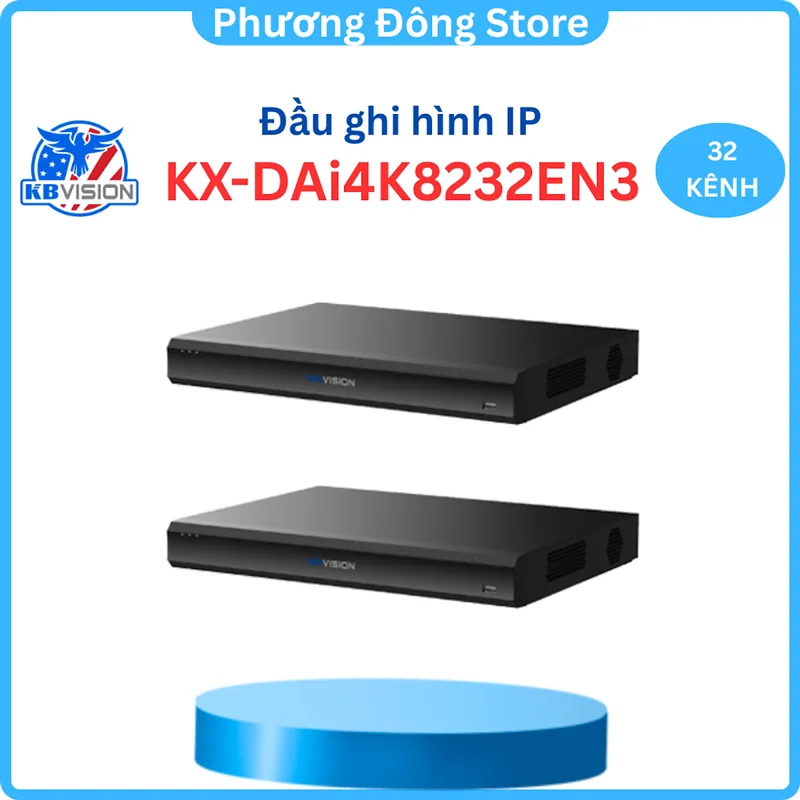 Đầu ghi hình IP KBVISION 32 kênh KX-DAi4K8232EN3, Hỗ trợ 2 ổ cứng, Nhận diện gương mặt, Hỗ trợ kết nối ONVIF - Hàng chính hãng