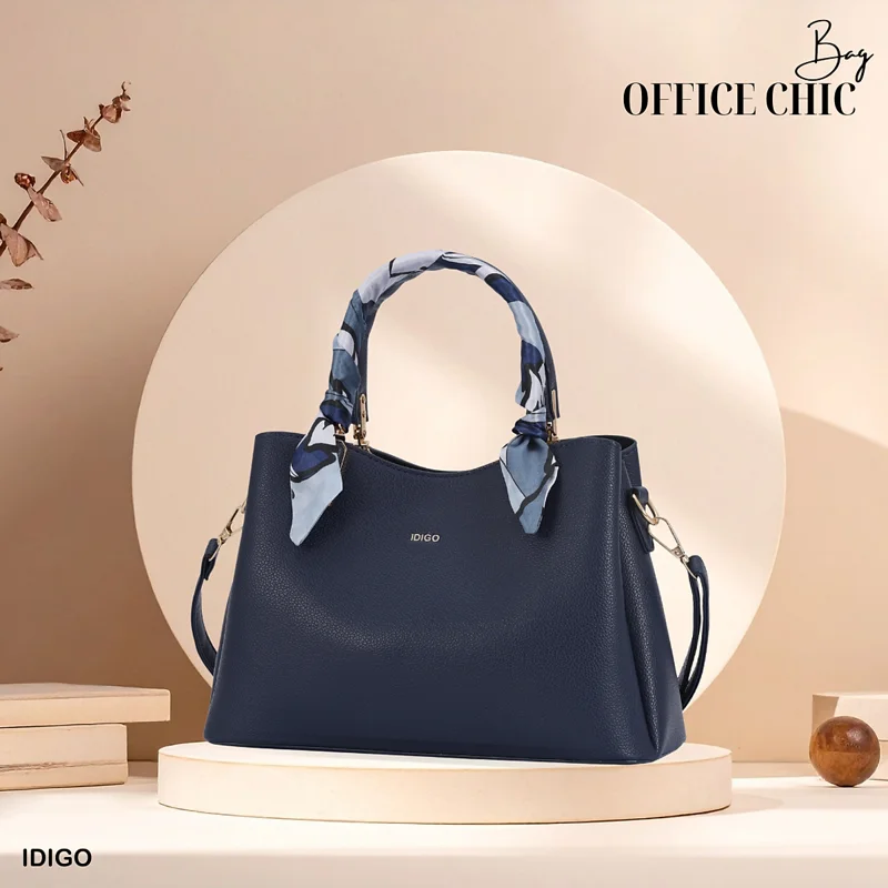 Túi Xách Nữ Công Sở Sang Chảnh IDIGO FB2-5055, Túi Đeo Chéo Thời Trang Phối Khăn Lụa Đi Tiệc Cao Cấp