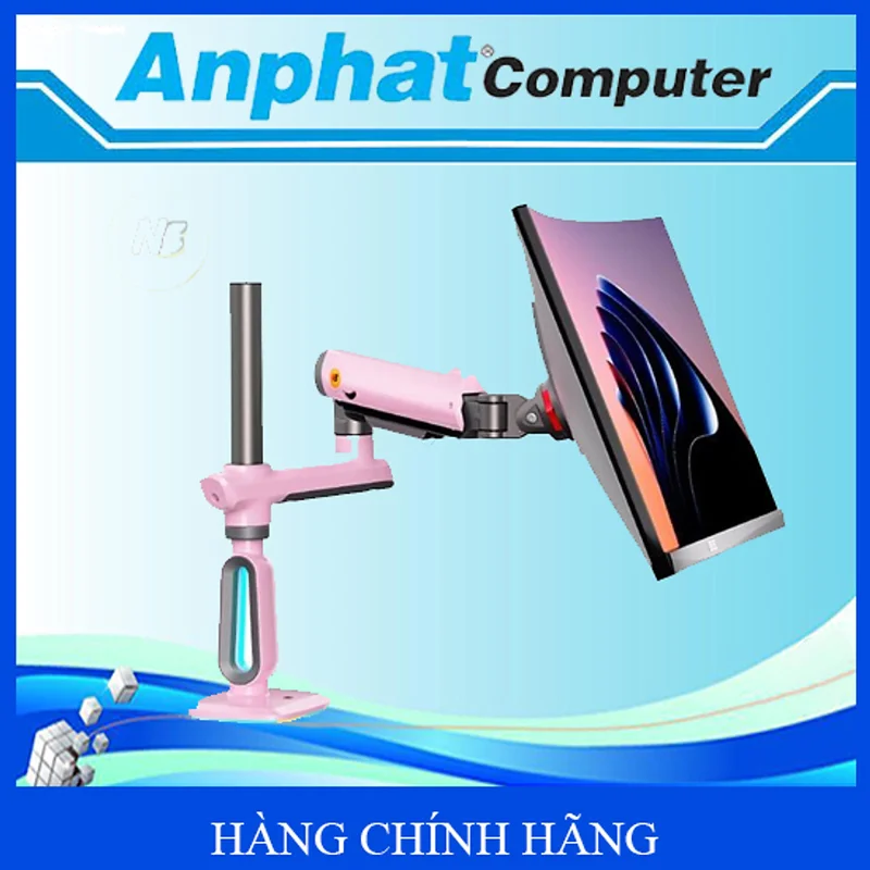 Giá Treo Màn Hình LCD Gắn Bàn NB J7 Hồng LED RGB (32" - 60") – Hàng Chính Hãng