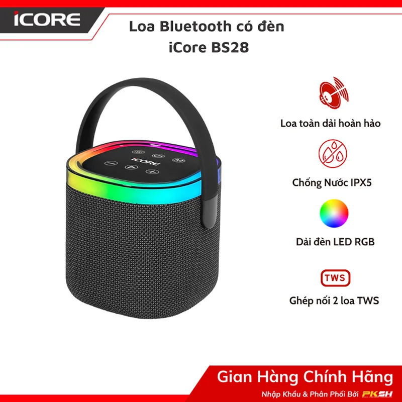 Loa Bluetooth iCore BS28 – Âm Thanh Mạnh Mẽ, Thiết Kế Hiện Đại - HÀNG CHÍNH HÃNG