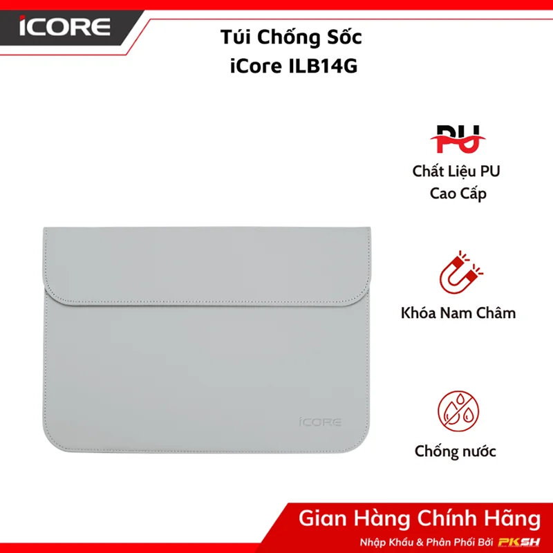Túi Chống Sốc iCore ILB14G – Siêu Mỏng Nhẹ, Chống Nước, Giá Rẻ Cho Laptop 14 inch - Hàng chính hãng