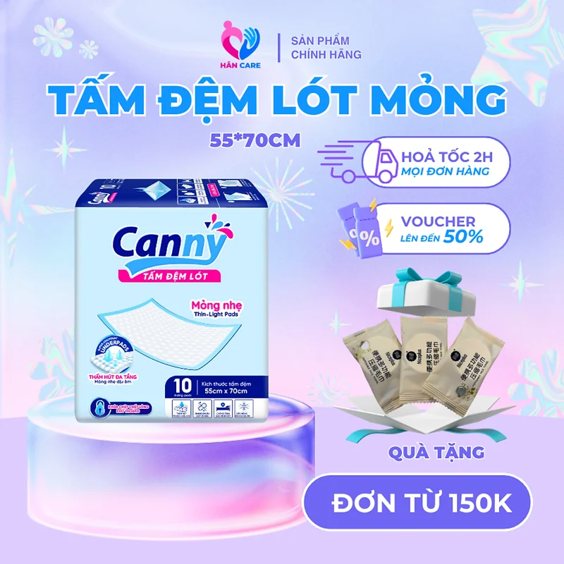 Tấm Đệm Lót Người Lớn Canny Siêu Mềm Mại, Siêu Thấm, Kháng Khuẩn (10 miếng)