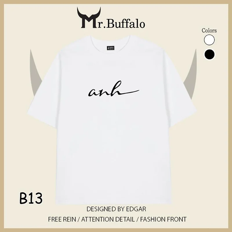 Áo đôi, Cặp cute "em - anh" cotton 100% Mr.Buffa