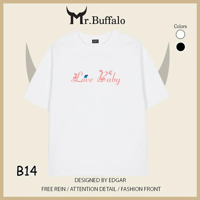 Áo Thun Đôi, Cặp Mr.Buffalo "Love Baby" Tshirt Cotton 100% có bigsize Unisex Loca