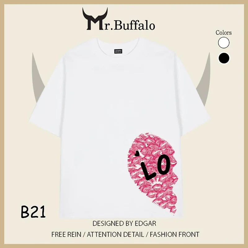 Áo Thun Đôi, Cặp Mr.Buffalo "Love" Tshirt Cotton 100% có bigsize Unisex Local Brand B21B22 - B21 Đen, B21 Đen