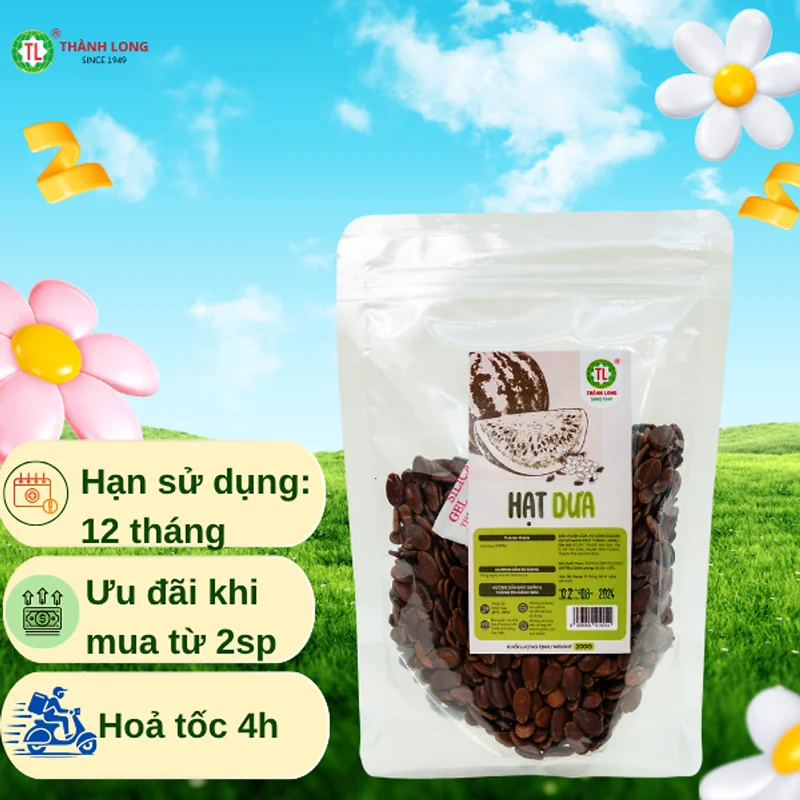 HẠT DƯA RANG KHÔNG MÀU THÀNH LONG 200G/500G - HẠT DƯA GIÒN ĐỀU HẠT TO - VIỆT NAM