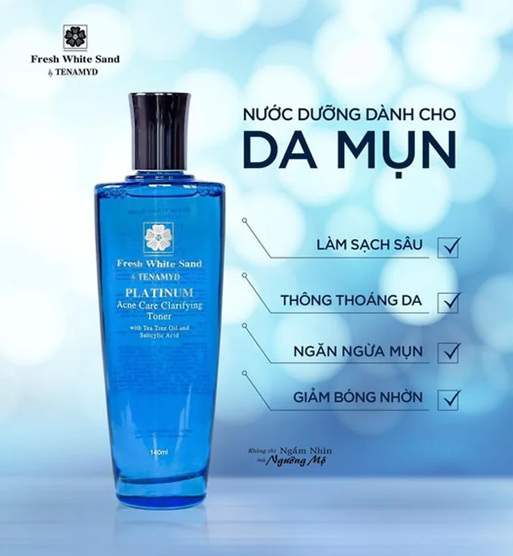 Nước dưỡng da dầu mụn TENAMYD Platinum Acne Care Clarifying Toner 140ml