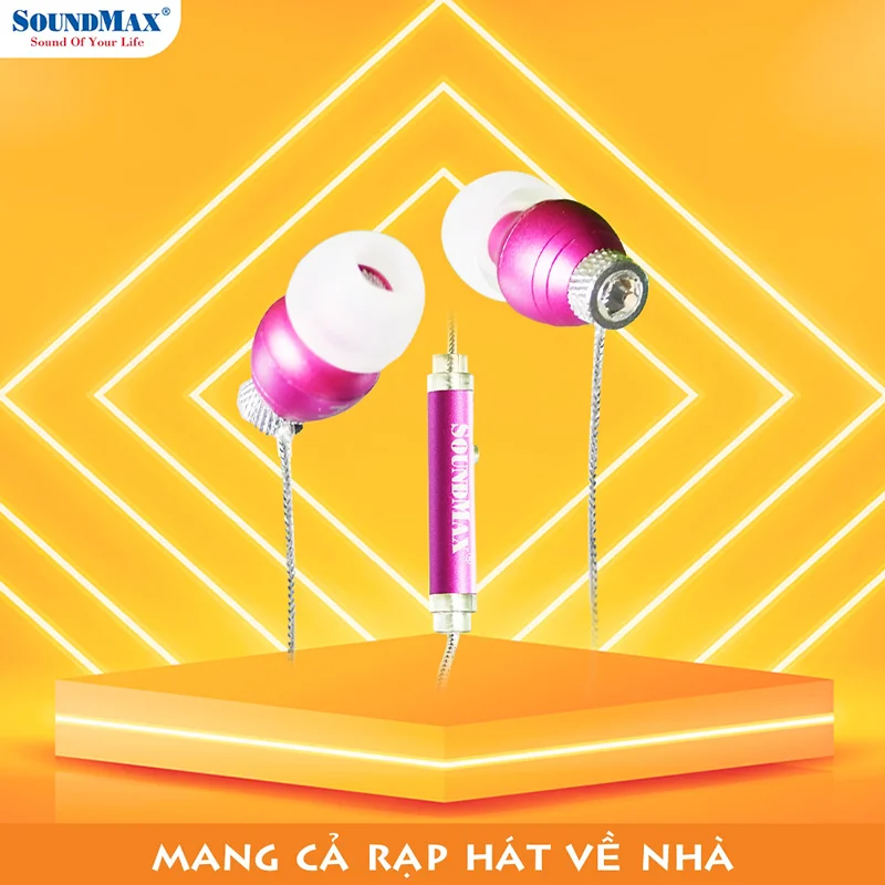 Tai nghe nhét tai SoundMax AH-704, âm thanh trong trẻo, sống động | In-ear headphones SoundMax AH704, clear and vibrant sound - Hàng Chính Hãng