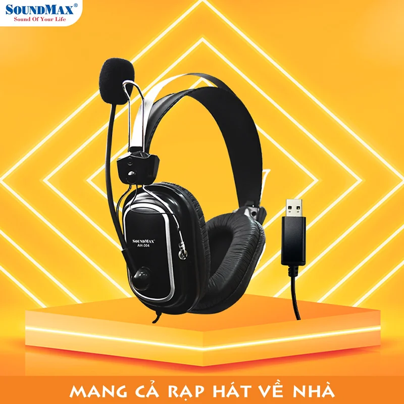 Tai nghe chụp tai có micro tích hợp SoundMax AH-302 - Hàng Chính Hãng