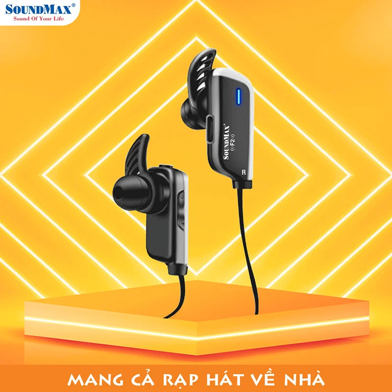 Tai Nghe Thể Thao Bluetooth SoundMax F-2 | Bluetooth In-Ear Headphone For Sport SoundMax F2 | Nhét Tai Nghe Nhạc Earphone - Hàng Chính Hãng
