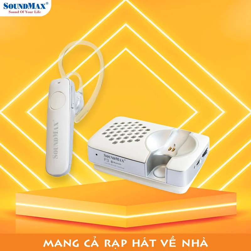 Tai nghe đàm thoại bluetooth + loa kiêm đế sạc năng lượng mặt trời SoundMax F-3 | Bluetooth Earphone + Solar Charging Dock with Speaker SoundMax F3 - Hàng Chính Hãng