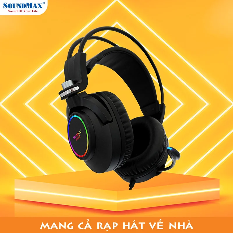 Tai Nghe Chụp Tai Có Micro Tích Hợp SoundMax AH-336 | Tai Nghe Chơi Game Có Đèn LED RGB SoundMax AH336 | Gaming Headset - Hàng Chính Hãng
