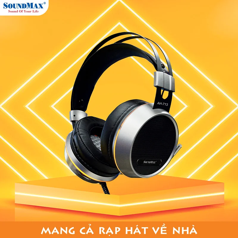 Tai Nghe Chơi Game Cảm Biến Rung Âm thanh Vòm 7.1 Có Đèn LED RGB SoundMax AH713 | Tai Nghe Chụp Tai Có Micro Tích Hợp SoundMax AH-713 | Gaming Headset - Hàng Chính Hãng