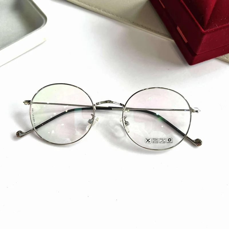 Kính mắt thời trang đi đường nam nữ dáng tròn xoe form nhỏ gọng kim loại