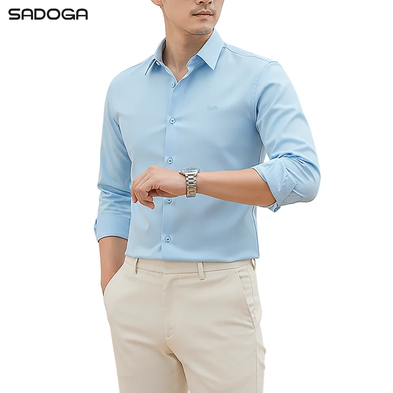 Áo Sơ Mi Nam Sadoga Dài Tay Regular Fit Không Túi, Thoáng Mát Nhanh Khô S-W25SL04R