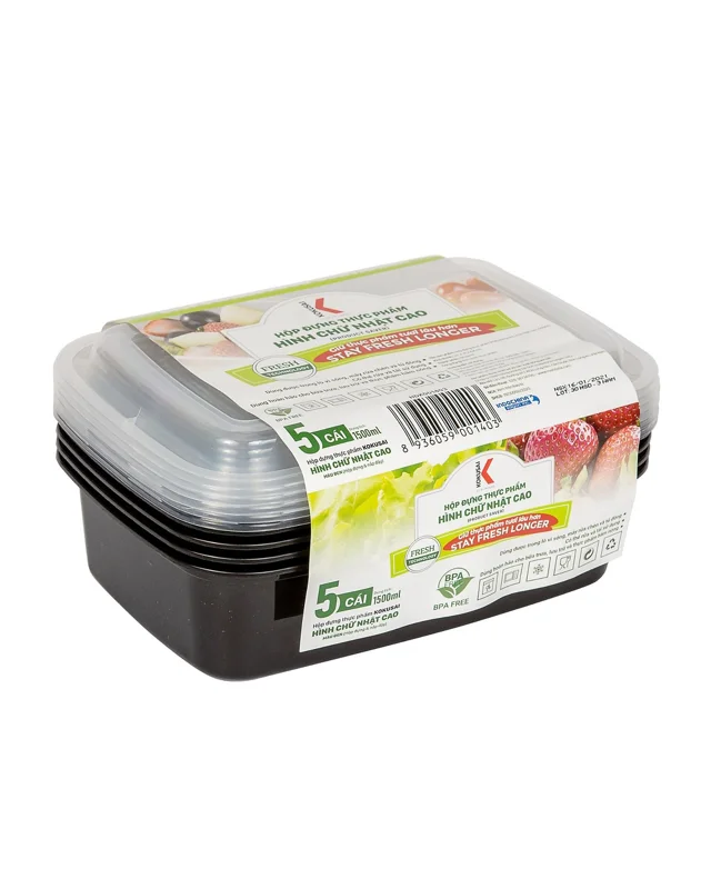 Hộp đựng thực phẩm Kokusai Hình chữ nhật cao 1500ml, dùng được trong lò vi sóng – HDK001403 - Hàng chính hãng