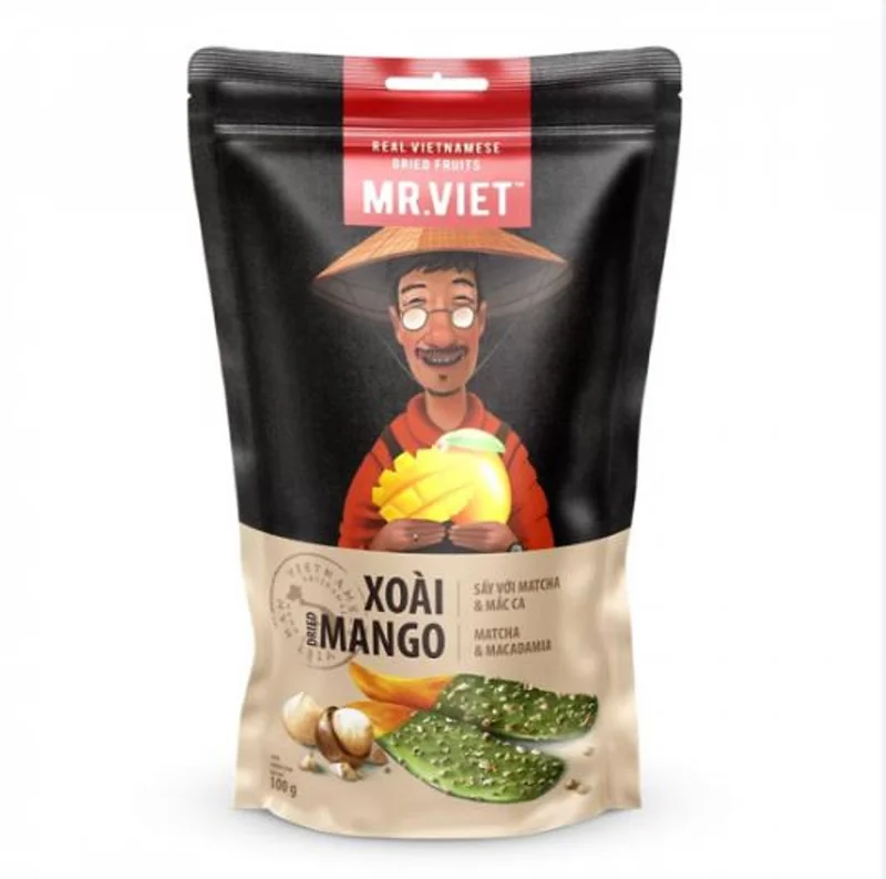 Xoài Sấy với Matcha & Mắc Ca Mr Viet - Dried Mango with Matcha & Macadamia 100g