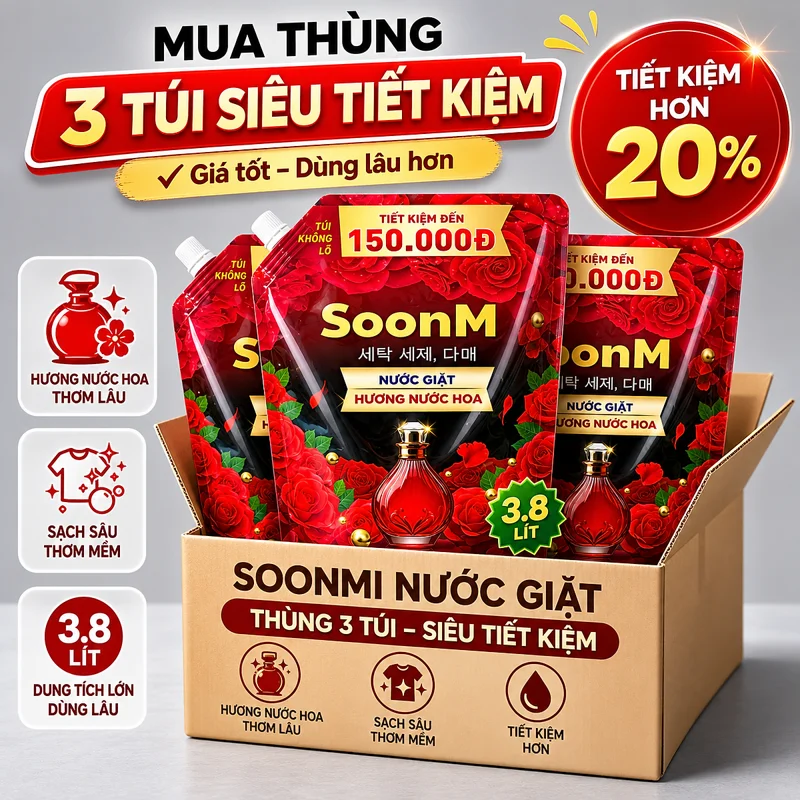 Nước giặt hương nước hoa Soonmi 3.8L - hàng chính hãng