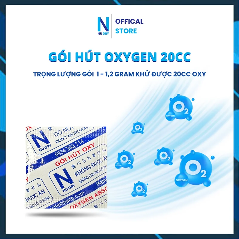 Gói hút ẩm Thực phẩm Oxygen 20cc NU DRY ( Hàng Chính Hãng ) dùng cho Bánh Trung Thu,các loại bánh, cá khô