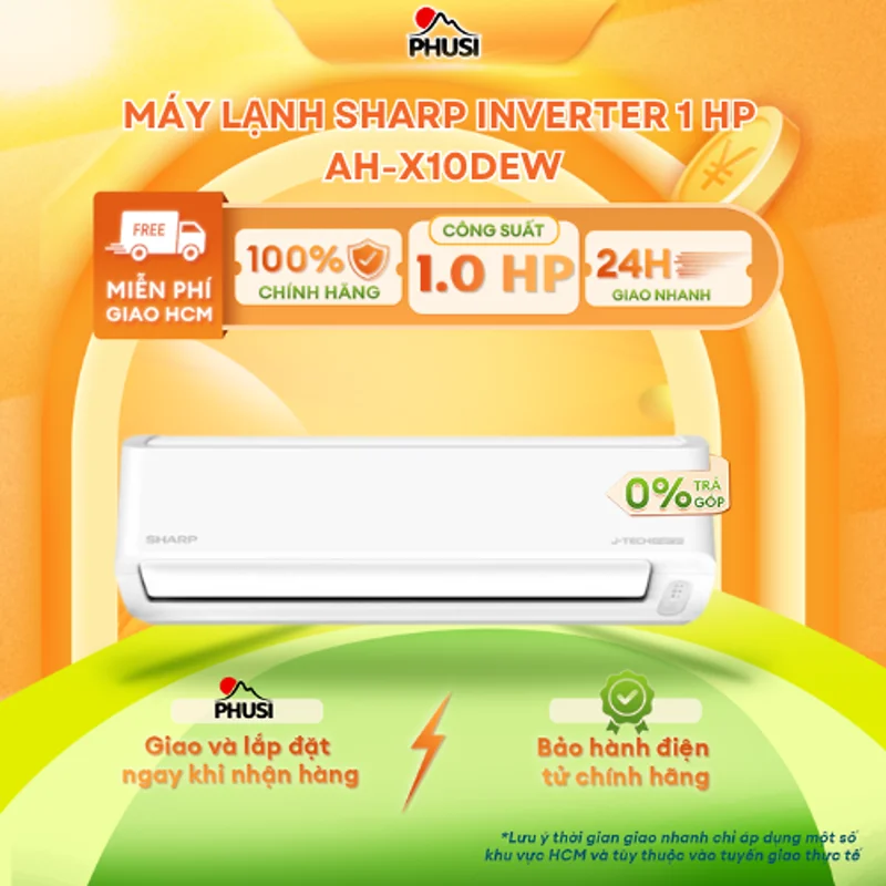 Máy lạnh Sharp Inverter 1 HP AH-X10DEW - Hàng Chính Hãng - Mẫu mới 2026