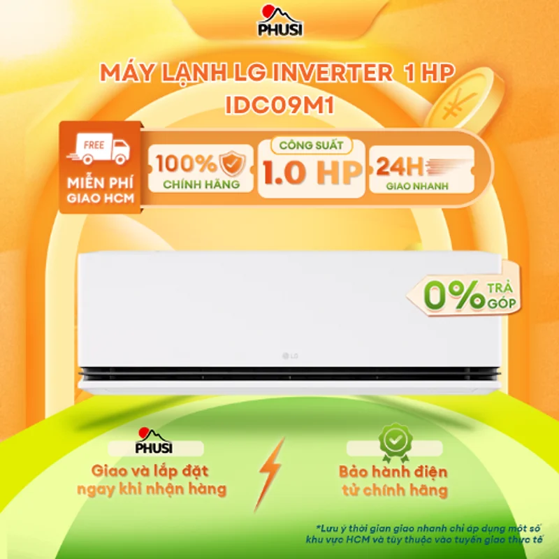 Máy lạnh LG Inverter 1HP IDC09M1/ 1.5 HP IDC12M1 - Điều khiển bằng điện thoại, có wifi [GIAO HÀNG MIỄN PHÍ HCM] - Hàng Chính Hãng - Mới 100