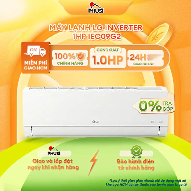 Máy lạnh LG Inverter 1HP IEC09G2 - Hàng Chính Hãng - Model 2026