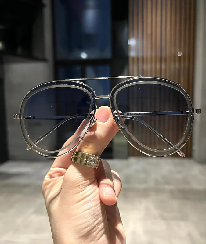 Kính mắt nam nữ thời trang chống nắng, chống lóa Uv viền kim loại style Hàn Quốc
