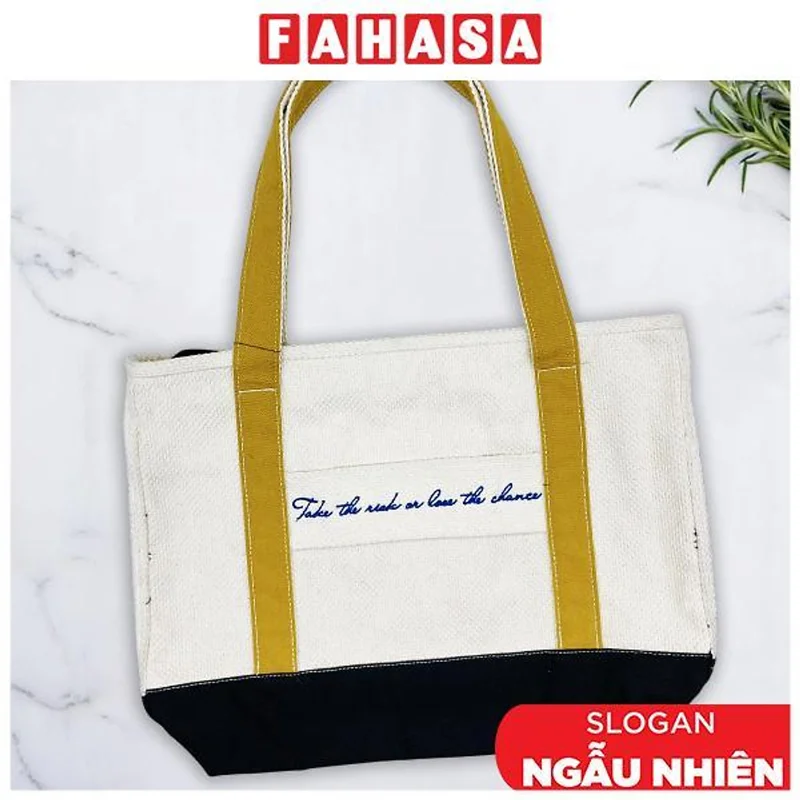 Túi Vải Tote Thêu Chữ - Size M - Saigon ZeroWaste - Mẫu 2 (Slogan Ngẫu Nhiên)