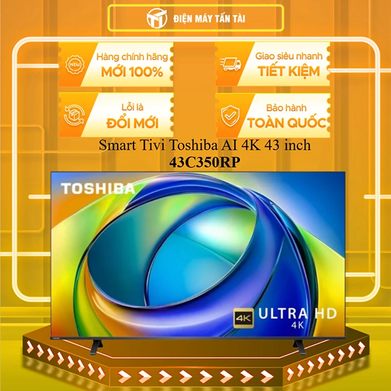 Smart Tivi Toshiba AI 4K 43 inch 43C350RP - HÀNG CHÍNH HÃNG - CHỈ GIAO HCM