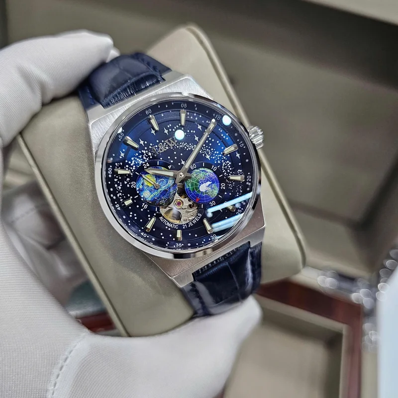 Đồng hồ nam chính hãng I&W CARNIVAL 708G-D1 Kính sapphire ,chống xước ,Chống nước 50m ,Bảo hành dài hạn,Máy cơ (Automatic),dây da cao cấp, thiết kế đơn giản dễ đeo