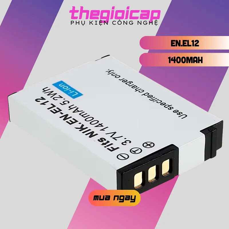 Pin Máy Ảnh EN-EL12 Cho Nikon Coolpix S9700 S9500 S9300 P300 Dung Lượng Cao 1400mAh 5.2Wh 3.7V - Hàng Nhập Khẩu