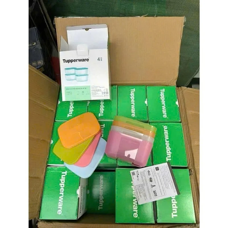 Set 4 Hộp Tupperware 700ml Màu Pastel – Hộp Bảo Quản Thực Phẩm Tủ Lạnh Có Nắp Kín, Hộp Nhựa Đựng Đồ Ăn An Toàn - HÀNG CHÍNH HÃNG MINIIN