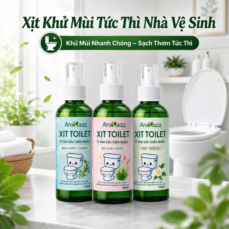 Xịt Khử Mùi Nhà Vệ Sinh Tức Thì Từ Tinh Dầu Thiên Nhiên AroMazz, Khử Mùi Trước Khi Đi Vệ Sinh, An Toàn Dùng Hàng Ngày