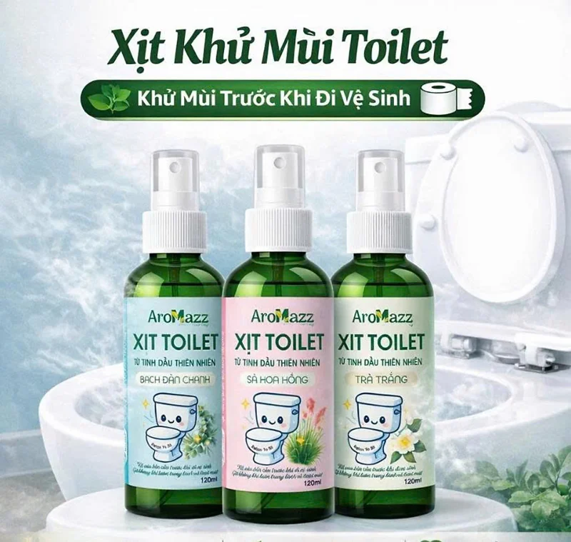 (Combo 3) Xịt Toilet Trước Khi Đi Vệ Sinh AroMazz, Xịt Khử Mùi  Nhà Vệ Sinh Từ Tinh Dầu Thiên Nhiên An Toàn Cho Gia Đình Dùng Hàng Ngày 120ml