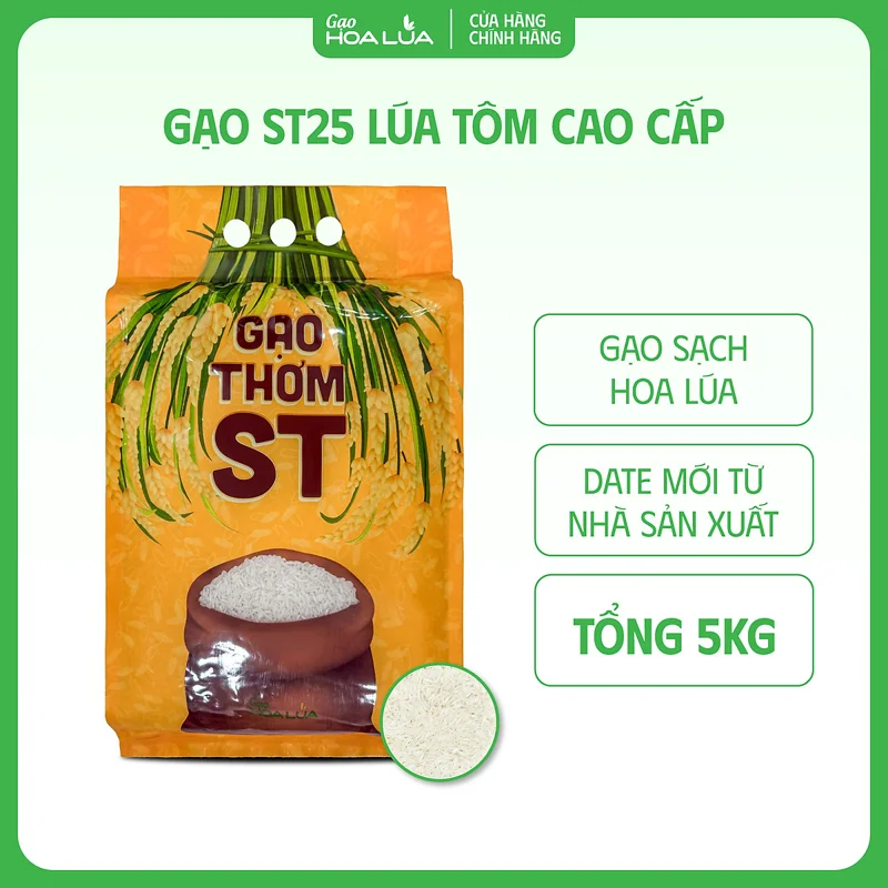[Siêu Sale] Gạo Thơm ST túi 5kg - Dẻo vừa, mềm cơm, thơm ngon