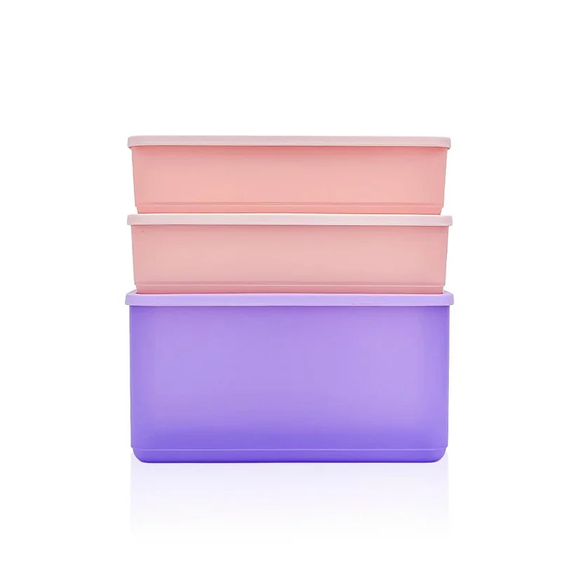 [TUP80]Bộ 3 hộp đựng thực phẩm Tupperware trữ khô và mát Cubix Rectangle 3.1L và 1.4L
