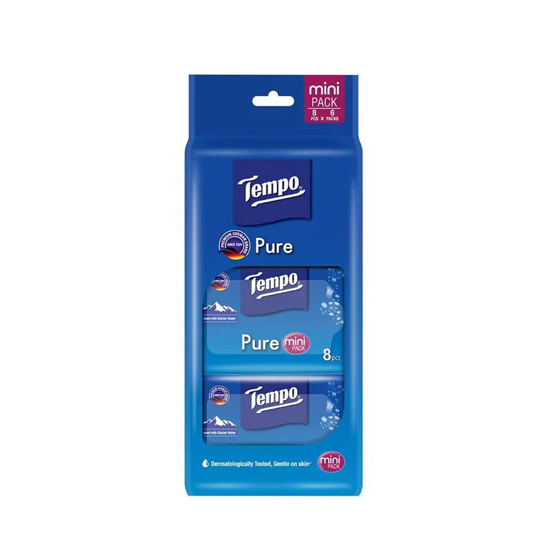 Khăn ướt mini Tempo mini Wet wipes Pure Glacier Water ( 6 gói)