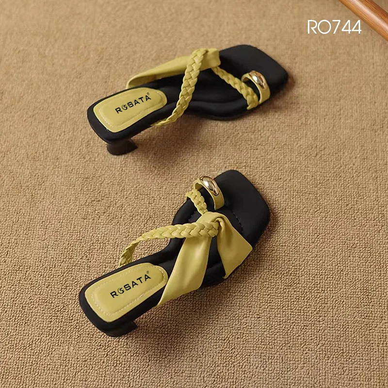 Dép nữ quai chéo xỏ ngón ROSATA RO744 - 7p - Đen vàng - BKSTORE - HÀNG VIỆT NAM